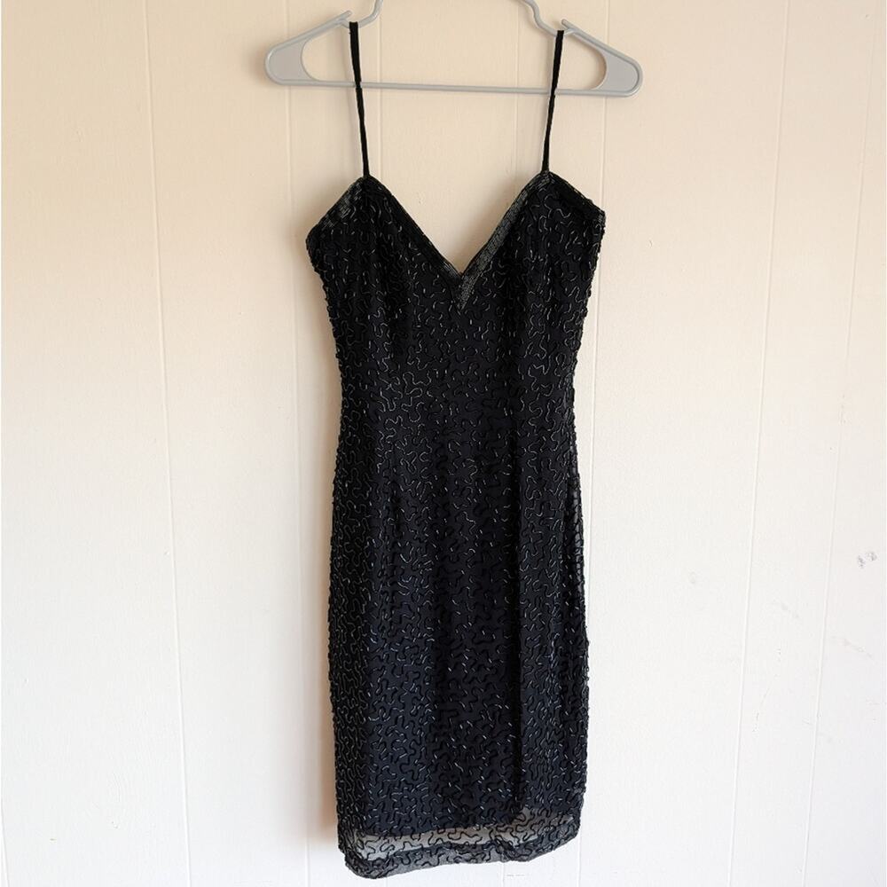 Stephen Yearick Silk Hand Beaded Sheath Mini Dress